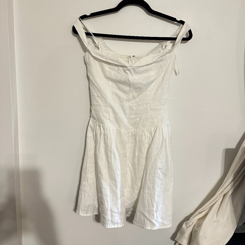 Reformation Linen Mini Dress Off Shoulder